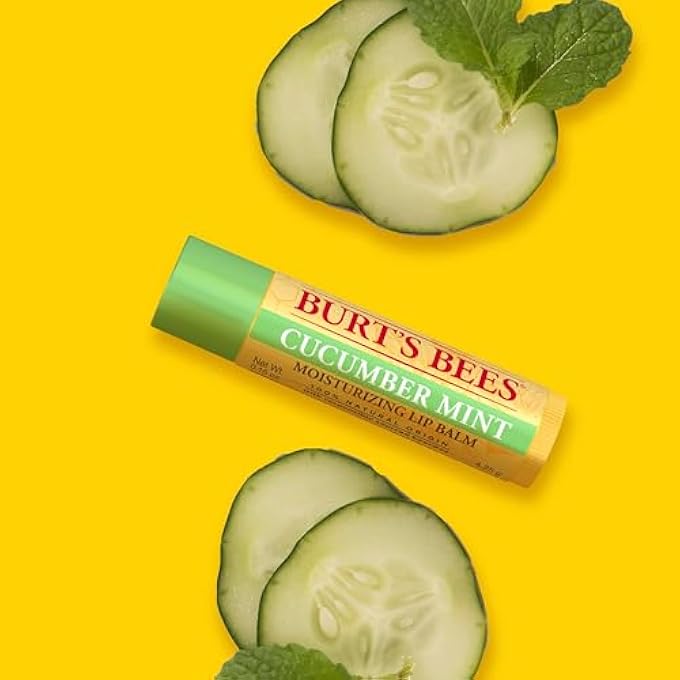 Burt's Bees LIP BALM STOCKING STUFFERS, MOISTURIZING LIP CARE CHRISTMAS GIFTS, FRESHLY PICKED - ORIGINAL BEESWAX, CUCUMBER MINT, WATERMELON, & SWEET MANDARIN, NATURAL ORIGIN TREATMENT (4-PACK) - Image 3